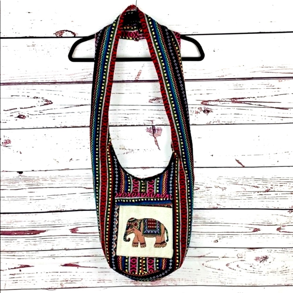 Thai Elephant Striped Tribal Boho Hippie Hobo Bag